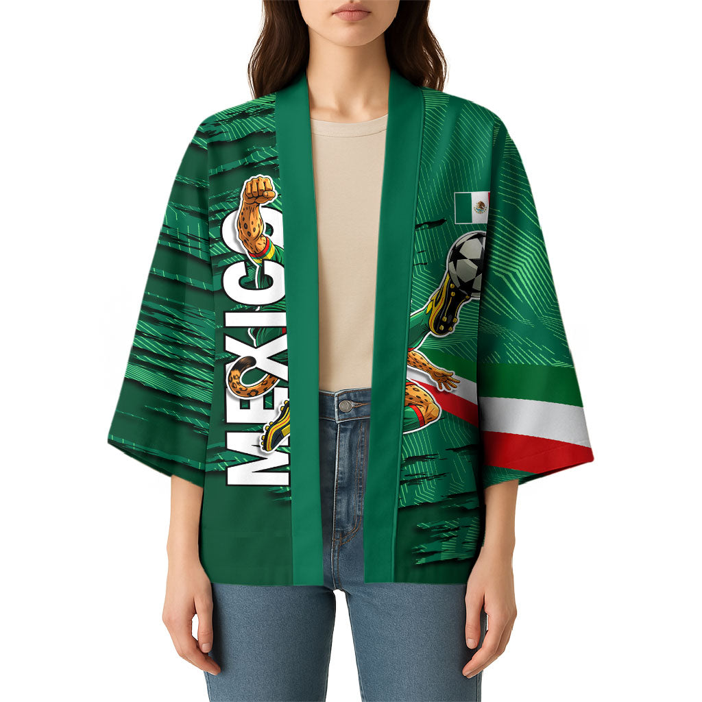 Personalized Mexico Football Kimono Jaguar Mascot Artistic Brush Stroke Texture