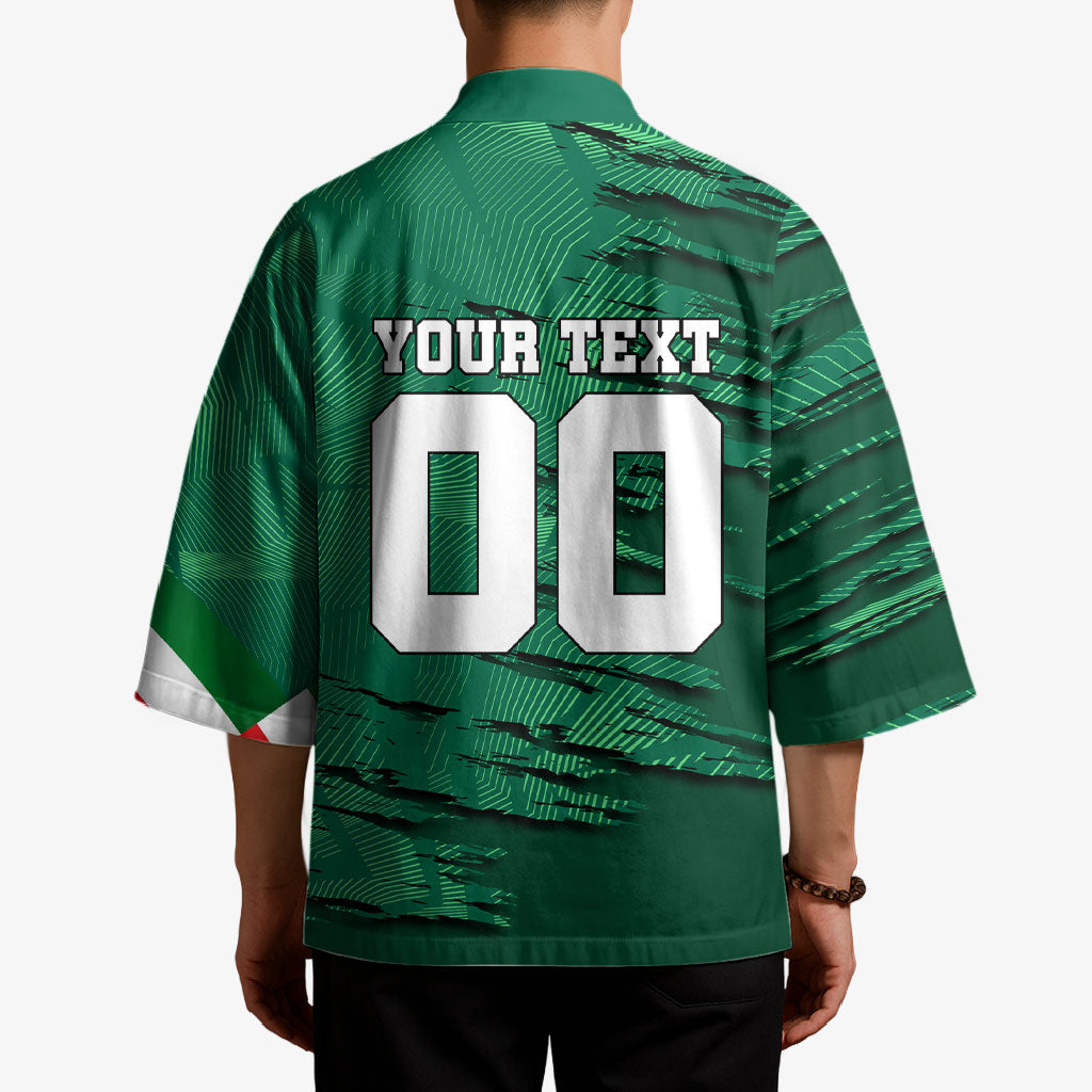 Personalized Mexico Football Kimono Jaguar Mascot Artistic Brush Stroke Texture