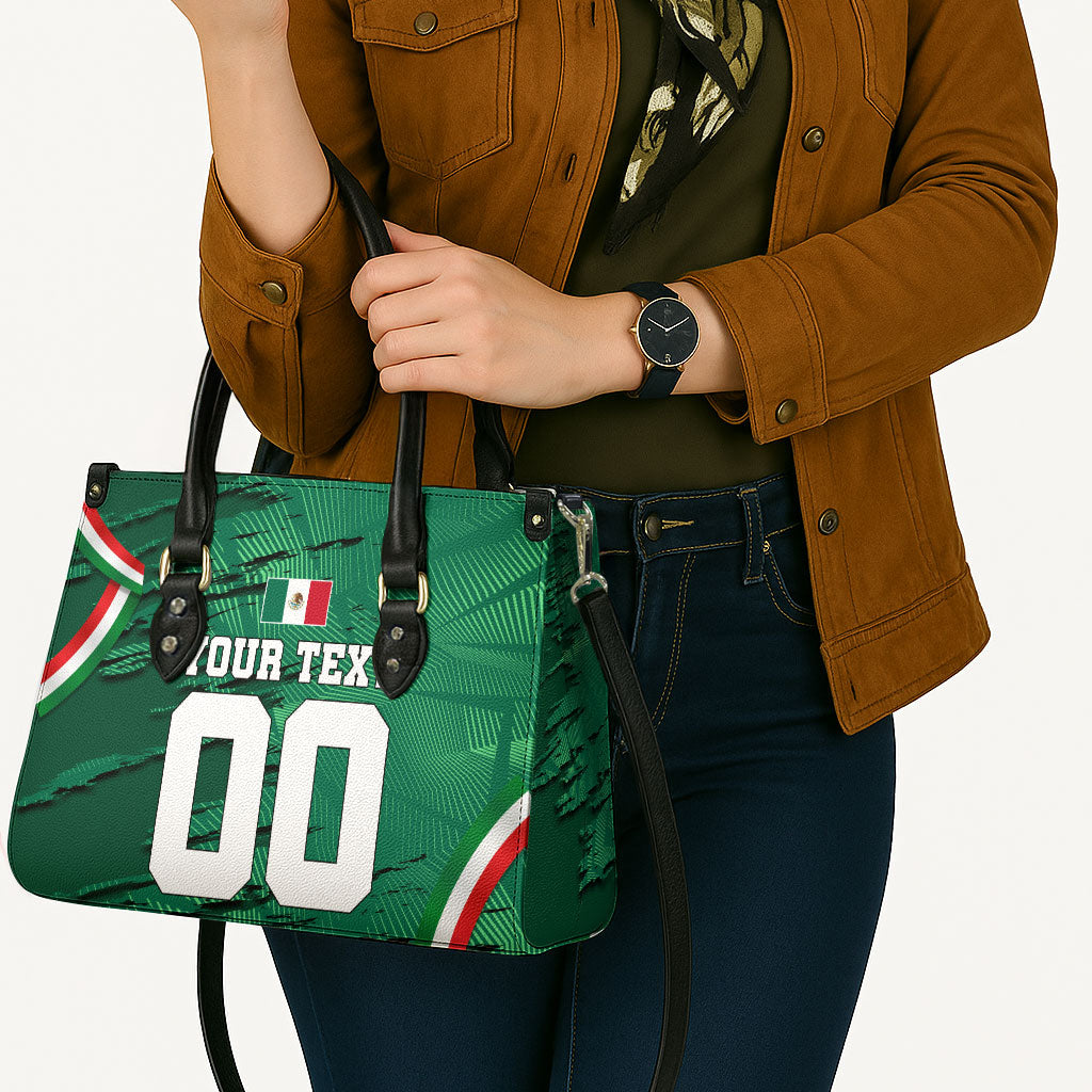 Personalized Mexico Football Leather Bag Jaguar Mascot Artistic Brush Stroke Texture
