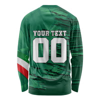 Personalized Mexico Football Long Sleeve Shirt Jaguar Mascot Artistic Brush Stroke Texture