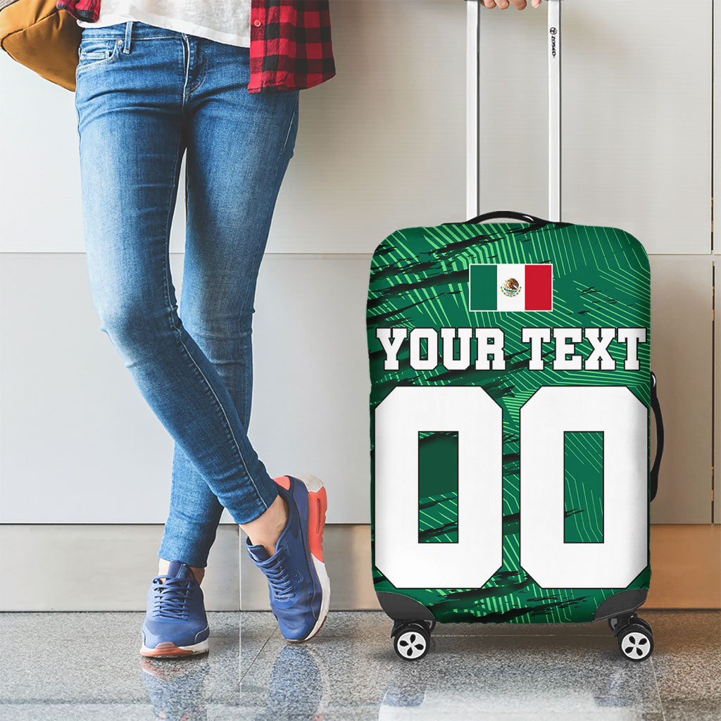 Personalized Mexico Football Luggage Cover Jaguar Mascot Artistic Brush Stroke Texture