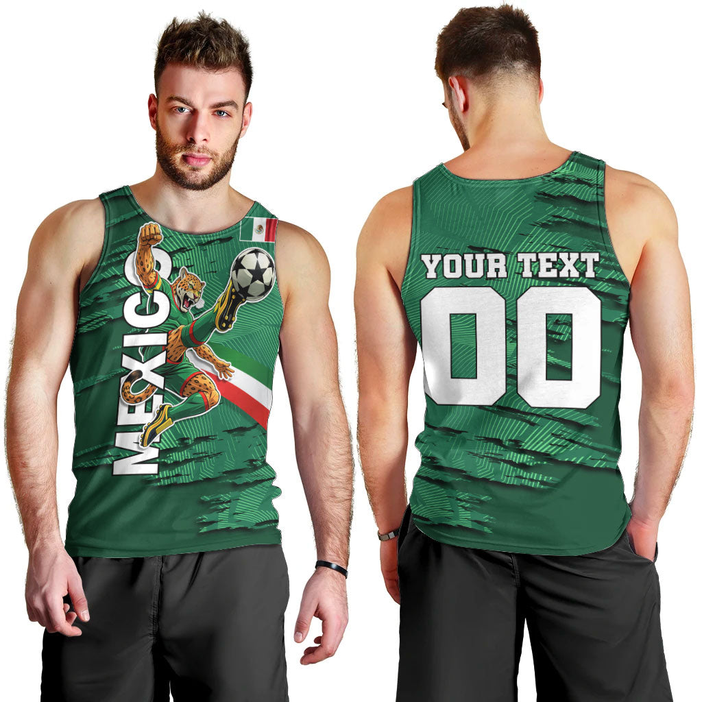 Personalized Mexico Football Men Tank Top Jaguar Mascot Artistic Brush Stroke Texture
