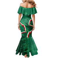 Personalized Mexico Football Mermaid Dress Jaguar Mascot Artistic Brush Stroke Texture