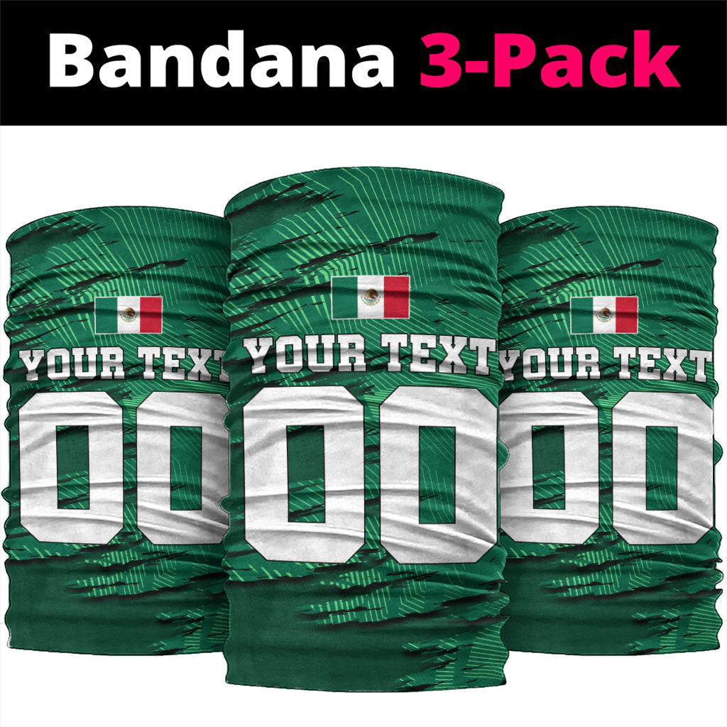 Personalized Mexico Football Neck Gaiter Jaguar Mascot Artistic Brush Stroke Texture