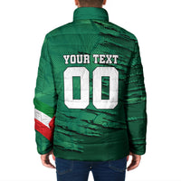 Personalized Mexico Football Padded Jacket Jaguar Mascot Artistic Brush Stroke Texture
