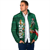 Personalized Mexico Football Padded Jacket Jaguar Mascot Artistic Brush Stroke Texture