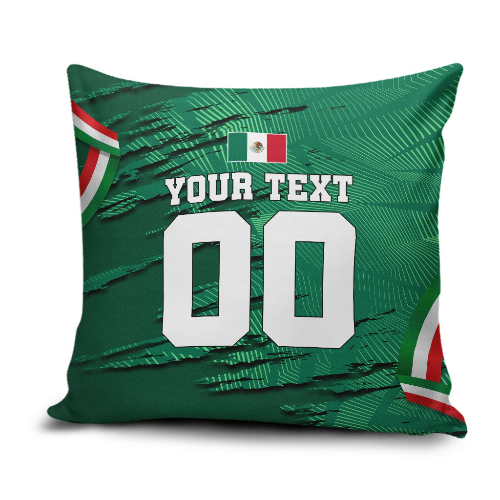 Personalized Mexico Football Pillow Cover Jaguar Mascot Artistic Brush Stroke Texture