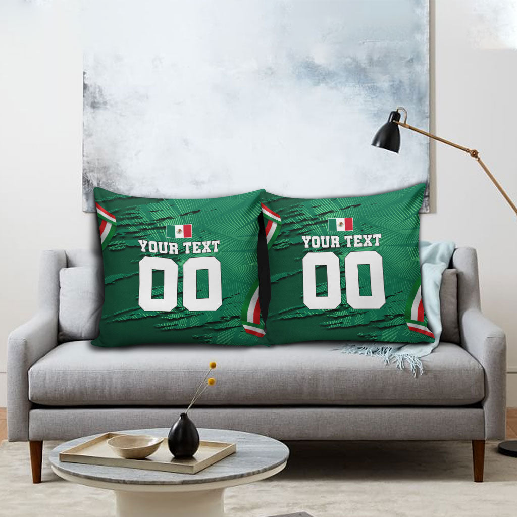 Personalized Mexico Football Pillow Cover Jaguar Mascot Artistic Brush Stroke Texture