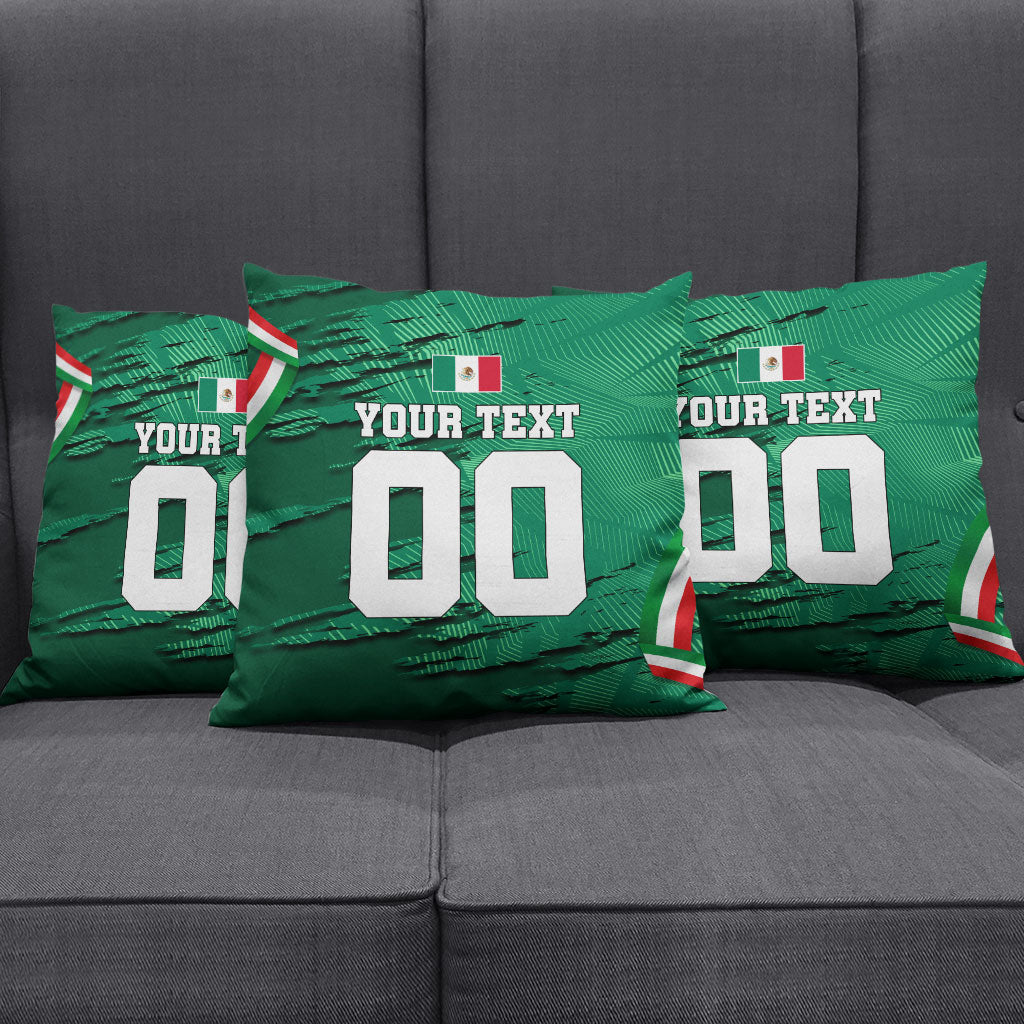 Personalized Mexico Football Pillow Cover Jaguar Mascot Artistic Brush Stroke Texture