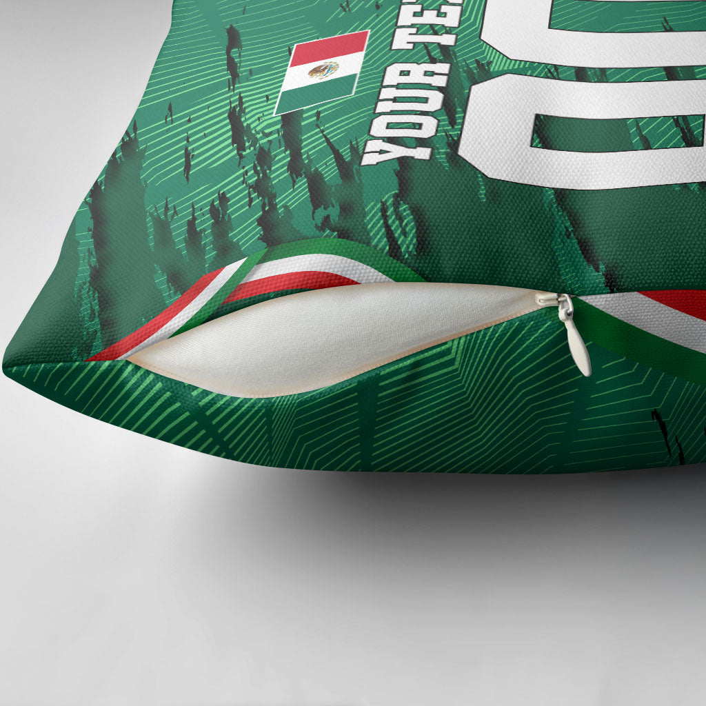 Personalized Mexico Football Pillow Cover Jaguar Mascot Artistic Brush Stroke Texture
