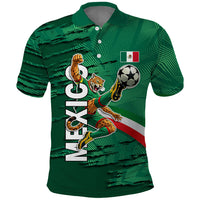 Personalized Mexico Football Polo Shirt Jaguar Mascot Artistic Brush Stroke Texture