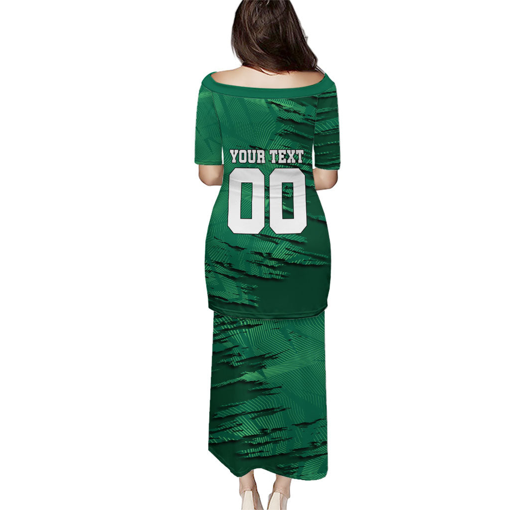 Personalized Mexico Football Puletasi Jaguar Mascot Artistic Brush Stroke Texture