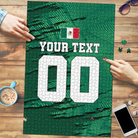 Personalized Mexico Football Puzzle Jaguar Mascot Artistic Brush Stroke Texture
