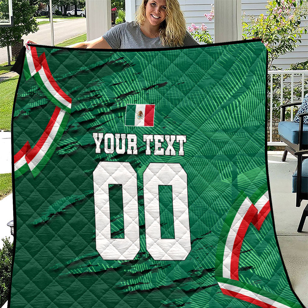 Personalized Mexico Football Quilt Jaguar Mascot Artistic Brush Stroke Texture