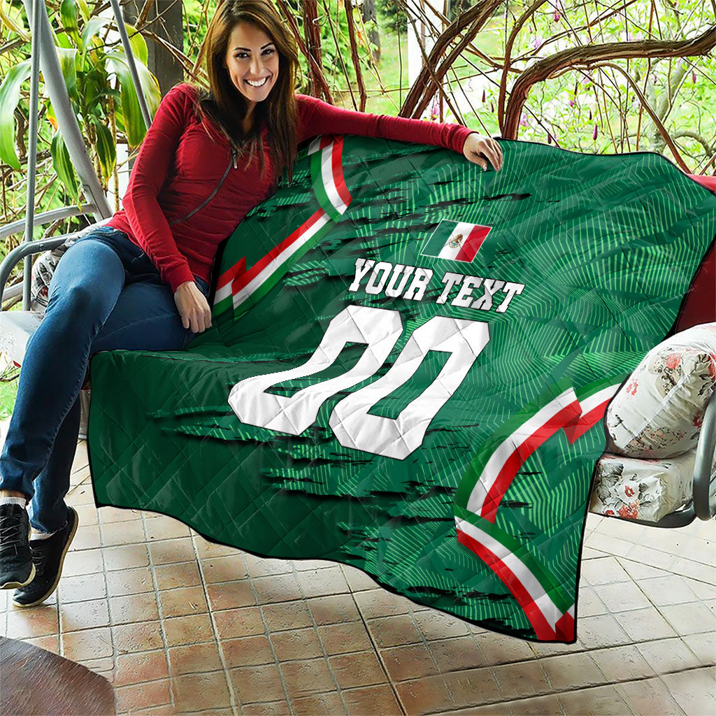 Personalized Mexico Football Quilt Jaguar Mascot Artistic Brush Stroke Texture