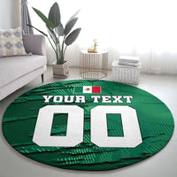 Personalized Mexico Football Round Carpet Jaguar Mascot Artistic Brush Stroke Texture