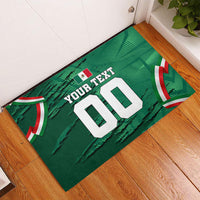 Personalized Mexico Football Rubber Doormat Jaguar Mascot Artistic Brush Stroke Texture