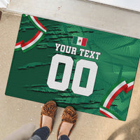 Personalized Mexico Football Rubber Doormat Jaguar Mascot Artistic Brush Stroke Texture