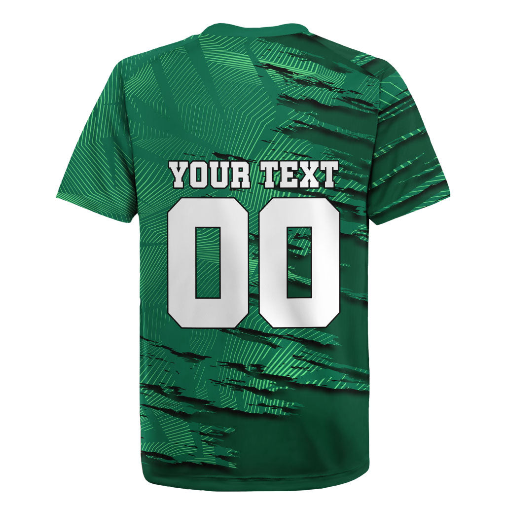 Personalized Mexico Football Rugby Jersey Jaguar Mascot Artistic Brush Stroke Texture