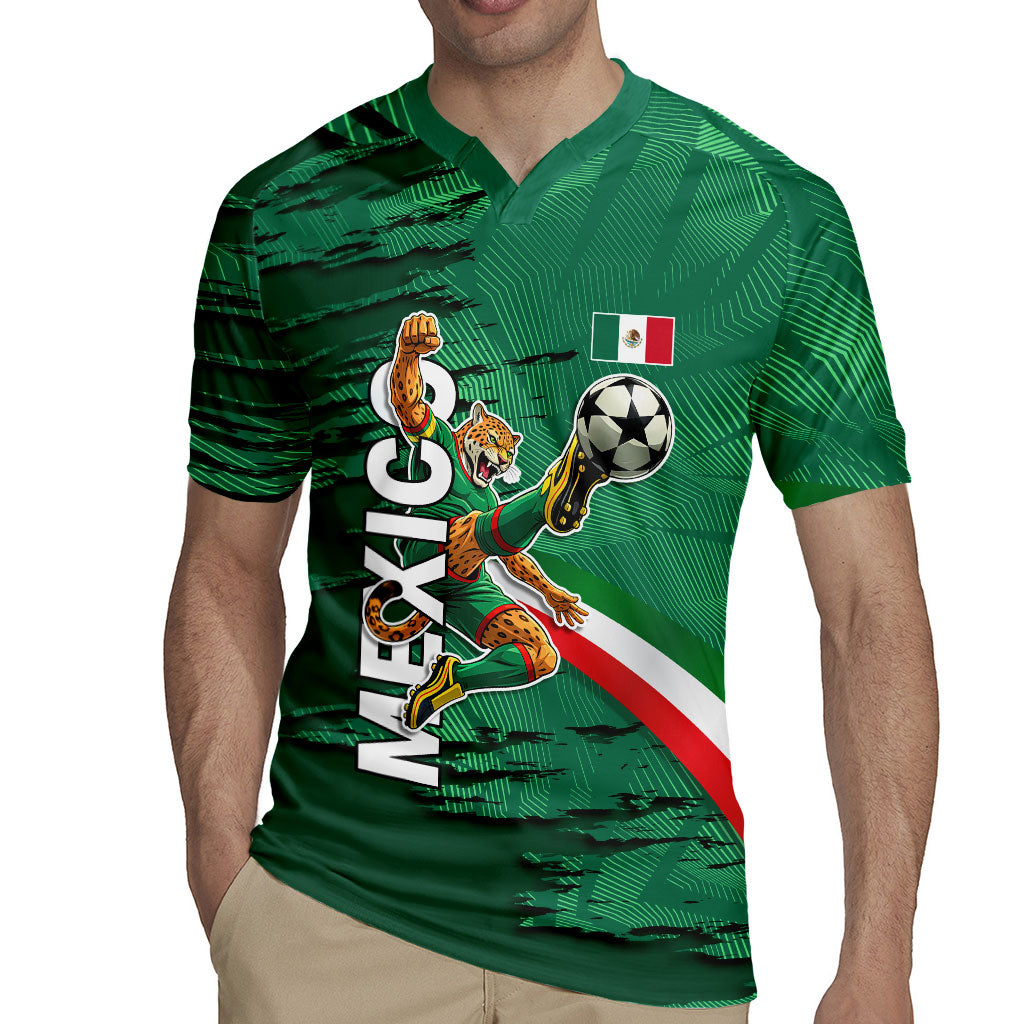 Personalized Mexico Football Rugby Jersey Jaguar Mascot Artistic Brush Stroke Texture