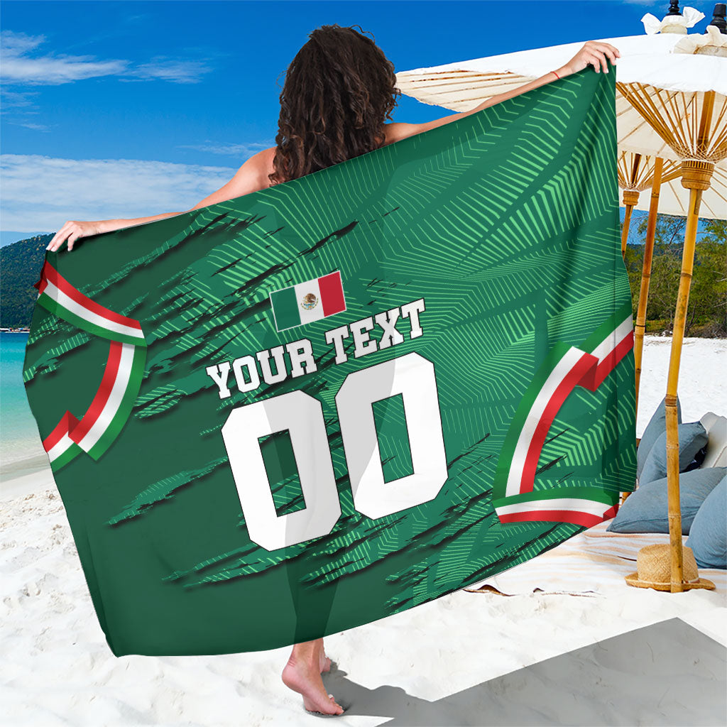 Personalized Mexico Football Sarong Jaguar Mascot Artistic Brush Stroke Texture