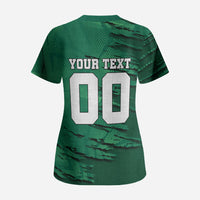 Personalized Mexico Football Scrub Top Jaguar Mascot Artistic Brush Stroke Texture