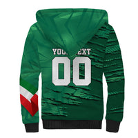 Personalized Mexico Football Sherpa Hoodie Jaguar Mascot Artistic Brush Stroke Texture