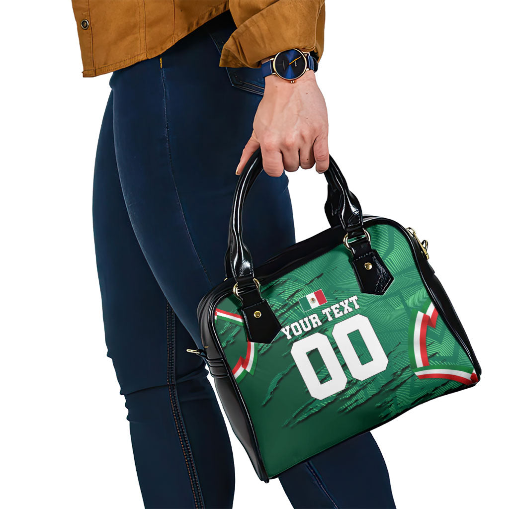 Personalized Mexico Football Shoulder Handbag Jaguar Mascot Artistic Brush Stroke Texture