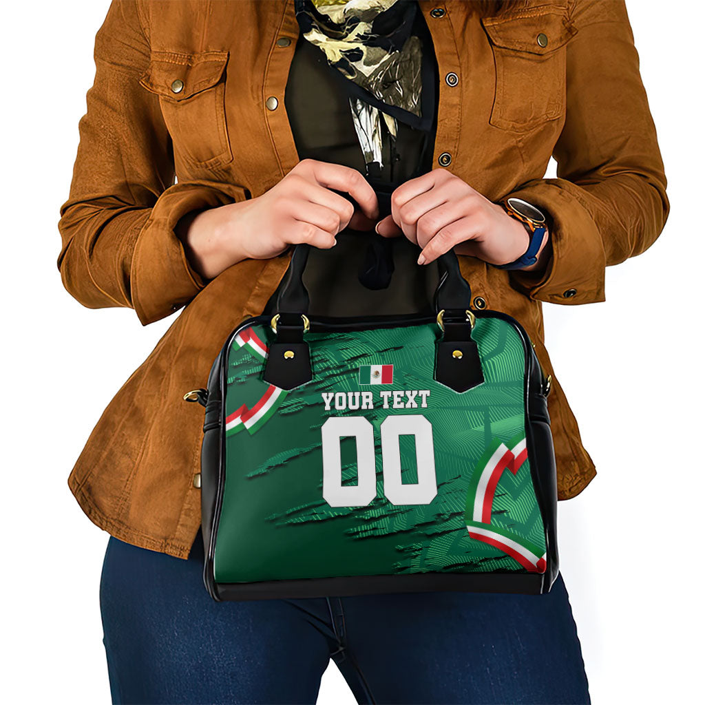 Personalized Mexico Football Shoulder Handbag Jaguar Mascot Artistic Brush Stroke Texture