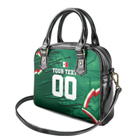 Personalized Mexico Football Shoulder Handbag Jaguar Mascot Artistic Brush Stroke Texture