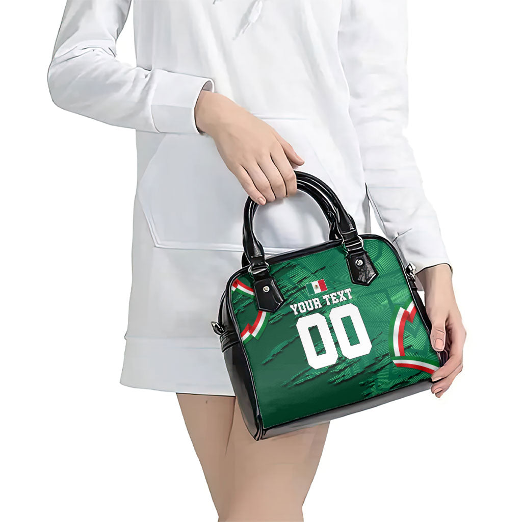 Personalized Mexico Football Shoulder Handbag Jaguar Mascot Artistic Brush Stroke Texture