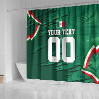 Personalized Mexico Football Shower Curtain Jaguar Mascot Artistic Brush Stroke Texture