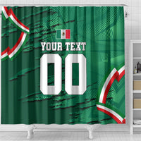 Personalized Mexico Football Shower Curtain Jaguar Mascot Artistic Brush Stroke Texture