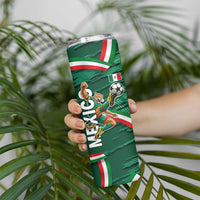 Personalized Mexico Football Skinny Tumbler Jaguar Mascot Artistic Brush Stroke Texture