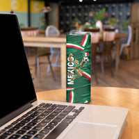 Personalized Mexico Football Skinny Tumbler Jaguar Mascot Artistic Brush Stroke Texture