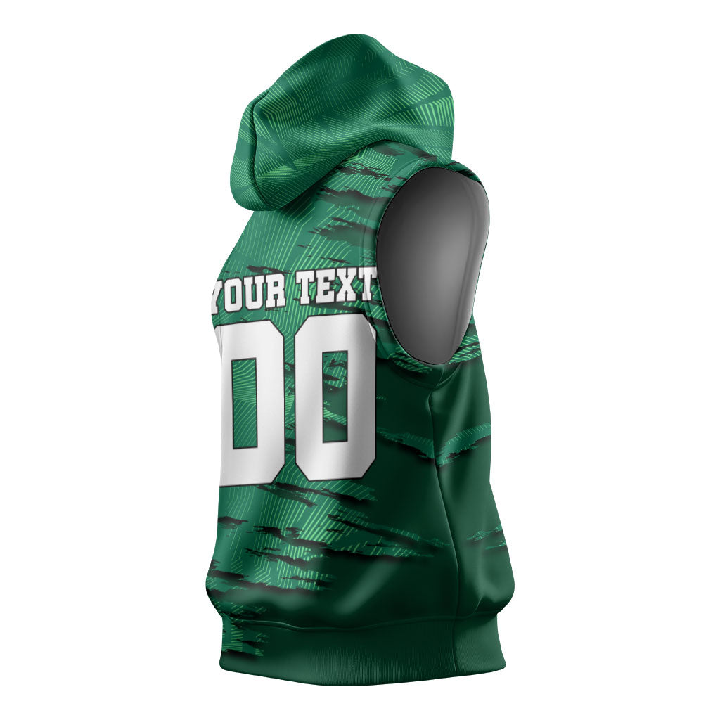 Personalized Mexico Football Sleeveless Hoodie Jaguar Mascot Artistic Brush Stroke Texture