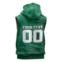 Personalized Mexico Football Sleeveless Zip Hoodie Jaguar Mascot Artistic Brush Stroke Texture