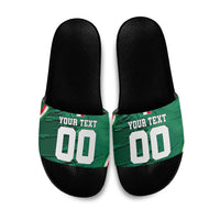 Personalized Mexico Football Slide Sandals Jaguar Mascot Artistic Brush Stroke Texture