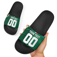 Personalized Mexico Football Slide Sandals Jaguar Mascot Artistic Brush Stroke Texture