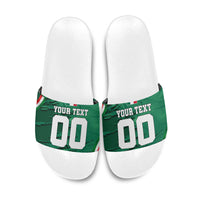 Personalized Mexico Football Slide Sandals Jaguar Mascot Artistic Brush Stroke Texture