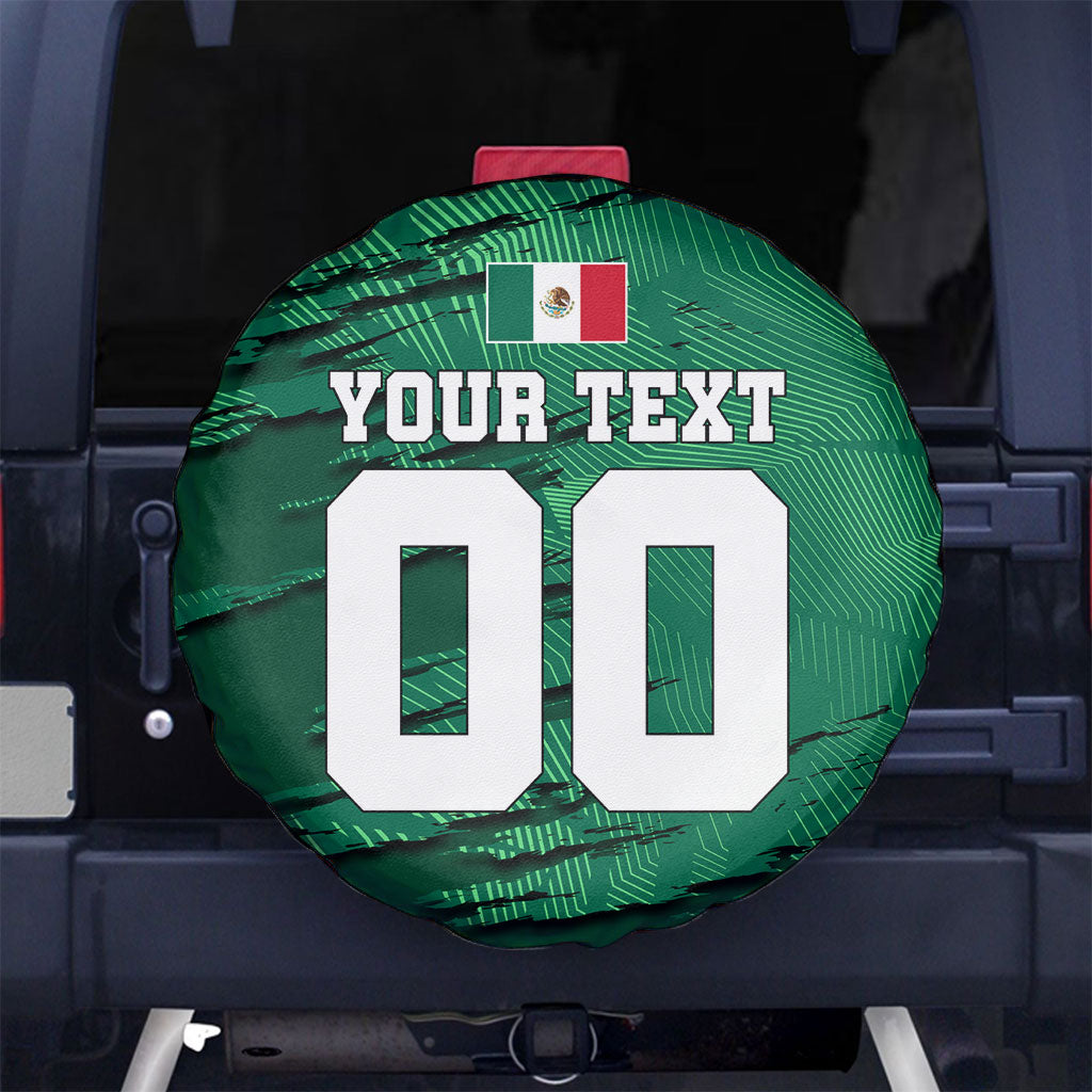 Personalized Mexico Football Spare Tire Cover Jaguar Mascot Artistic Brush Stroke Texture