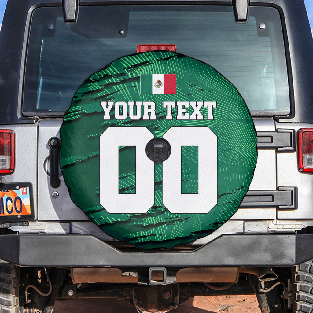 Personalized Mexico Football Spare Tire Cover Jaguar Mascot Artistic Brush Stroke Texture