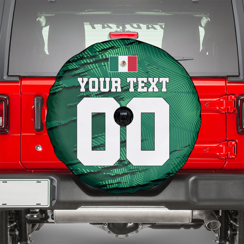 Personalized Mexico Football Spare Tire Cover Jaguar Mascot Artistic Brush Stroke Texture