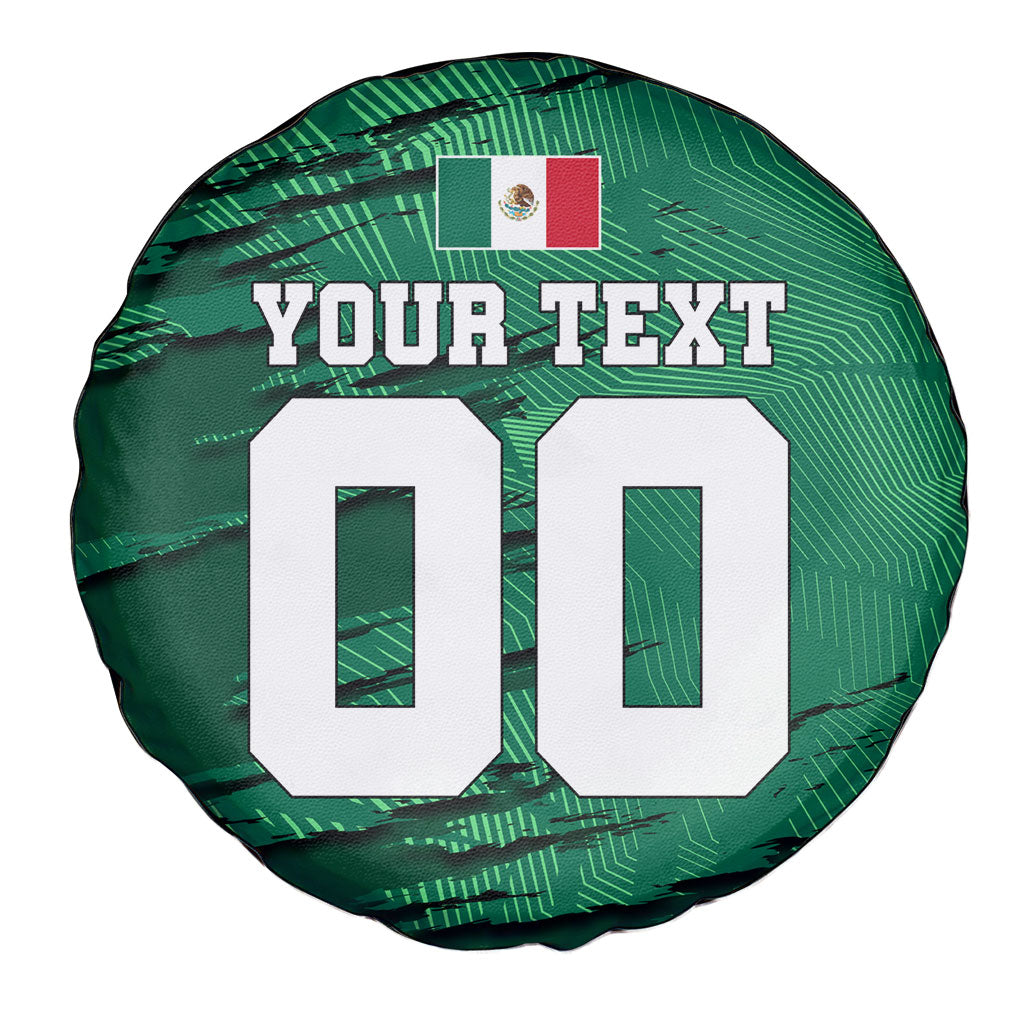 Personalized Mexico Football Spare Tire Cover Jaguar Mascot Artistic Brush Stroke Texture