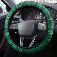 Mexico Football Steering Wheel Cover Jaguar Mascot Artistic Brush Stroke Texture