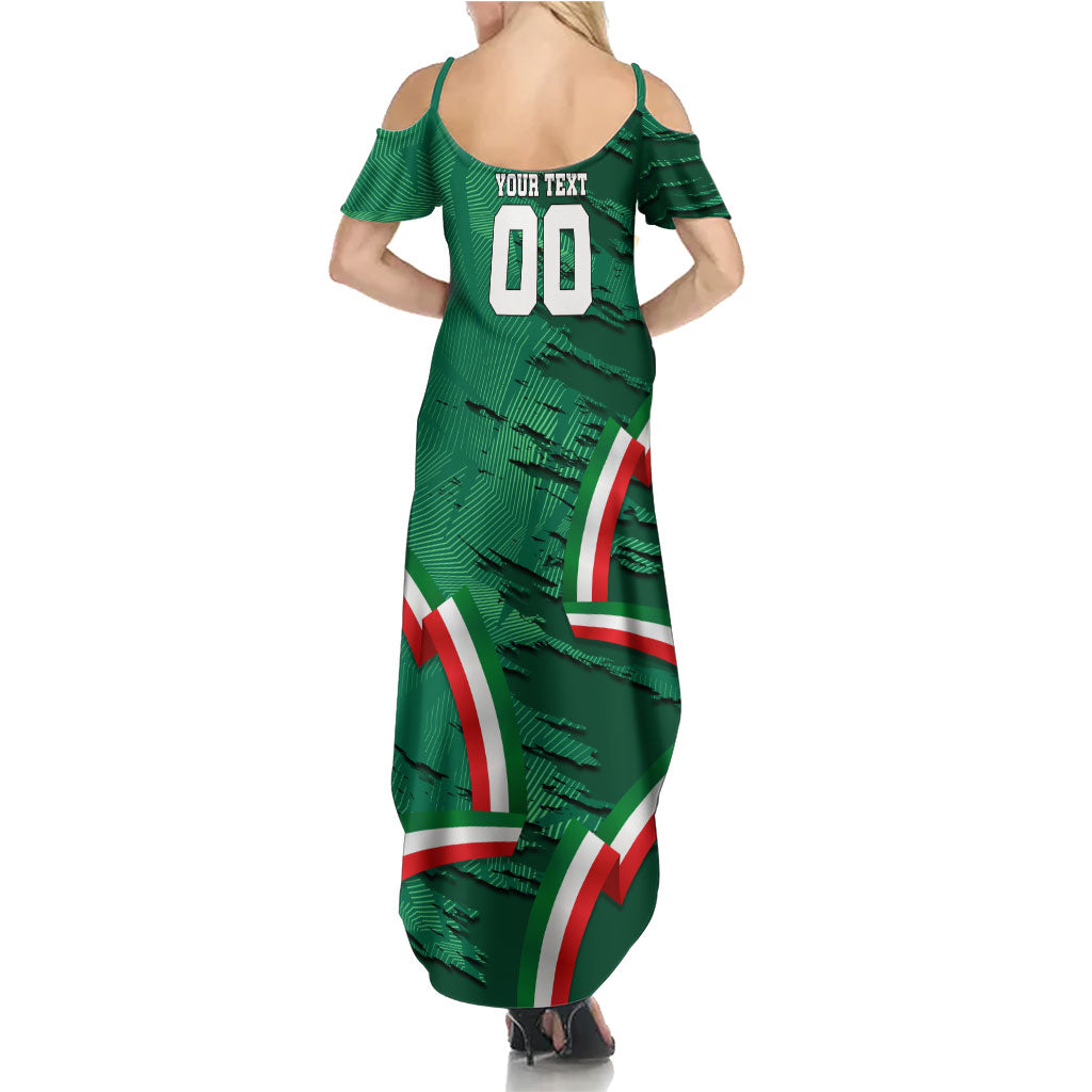 Personalized Mexico Football Summer Maxi Dress Jaguar Mascot Artistic Brush Stroke Texture