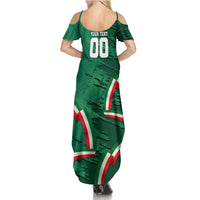 Personalized Mexico Football Summer Maxi Dress Jaguar Mascot Artistic Brush Stroke Texture