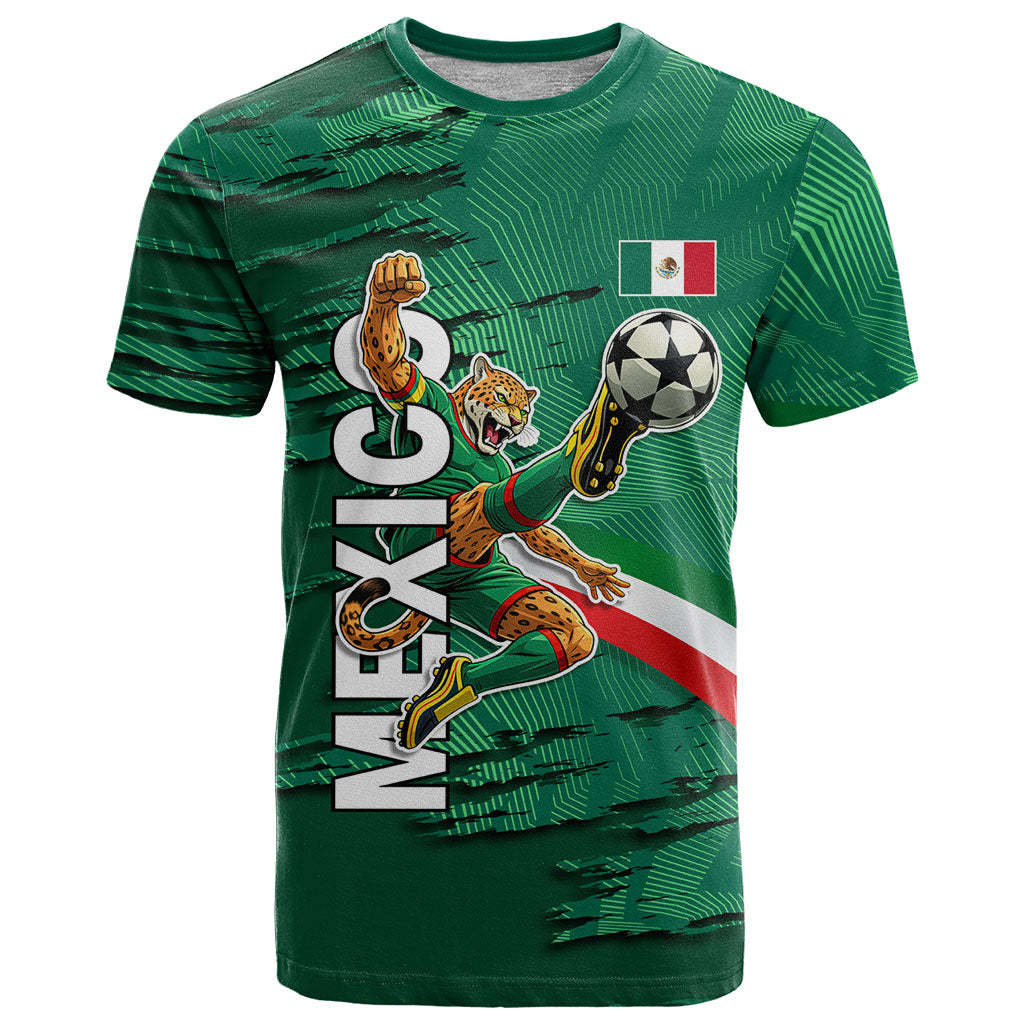 Personalized Mexico Football T Shirt Jaguar Mascot Artistic Brush Stroke Texture