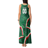 Personalized Mexico Football Tank Maxi Dress Jaguar Mascot Artistic Brush Stroke Texture