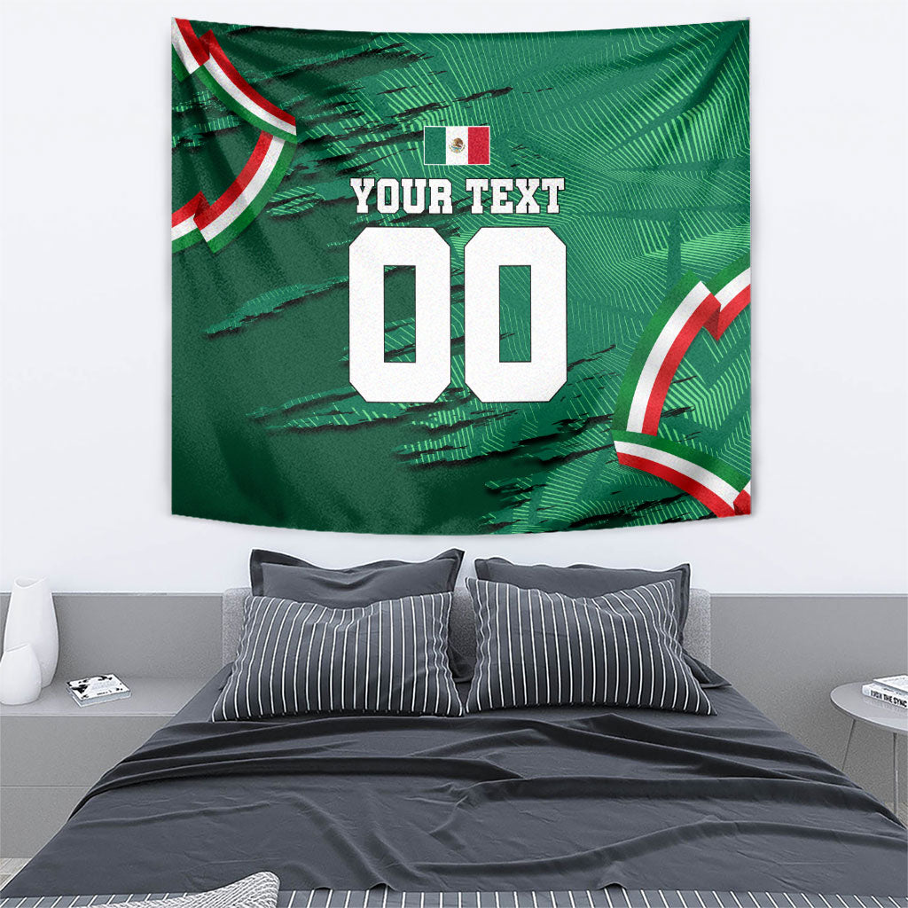 Personalized Mexico Football Tapestry Jaguar Mascot Artistic Brush Stroke Texture